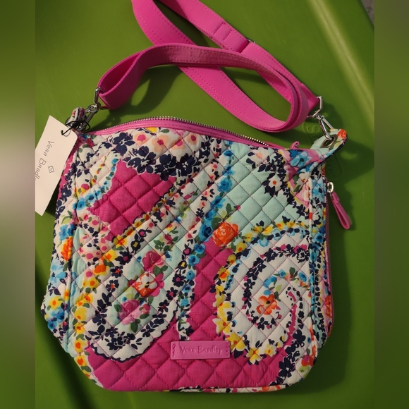 NWT Vera Bradley Mini Carson Hobo Crossbody Wildflower Paisley Hobo Shoulder Bag - Picture 1 of 4